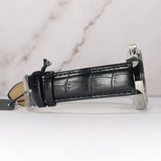 Claude Bernard Men's Silver Dial Black Leather Chronograph Watch 10247-3C-AIN