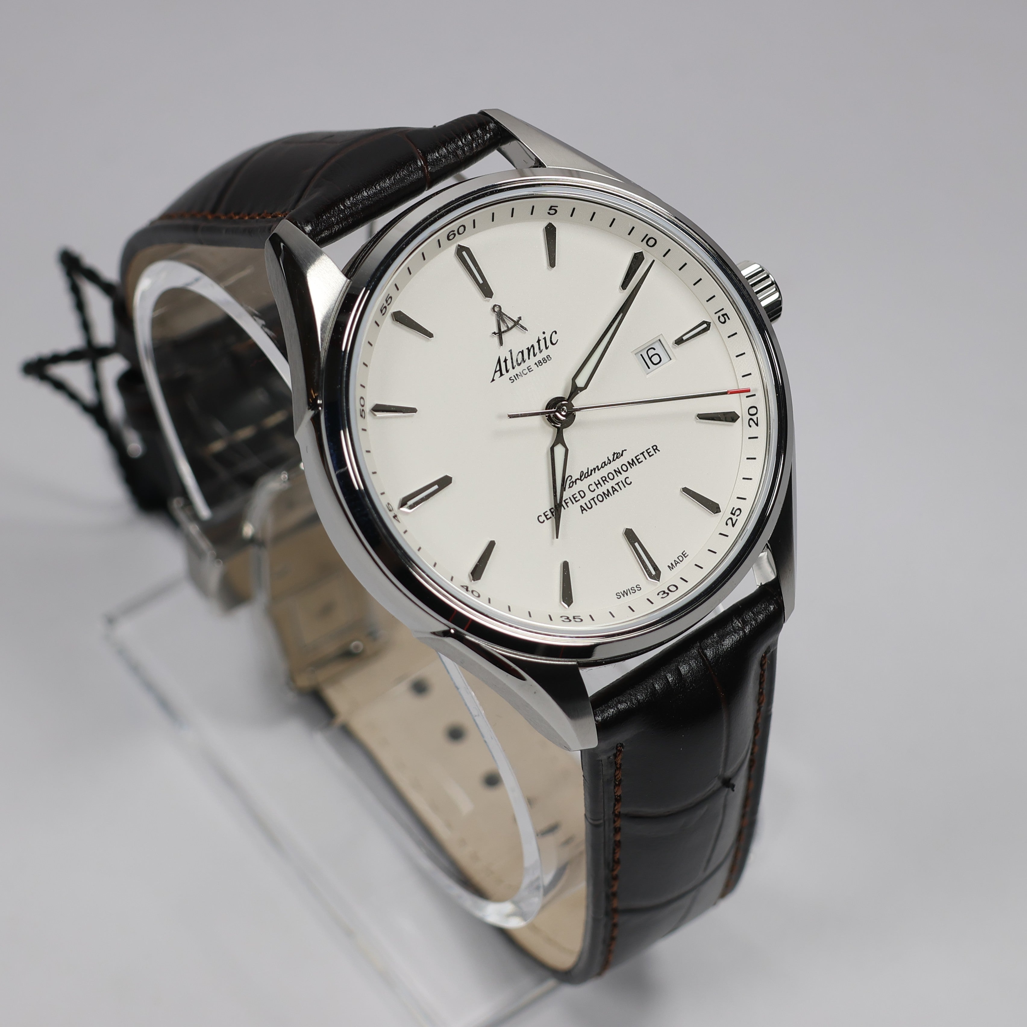 Atlantic Worldmaster COSC Chronometer Men's White Dial Brown Leather Watch 52781.41.21