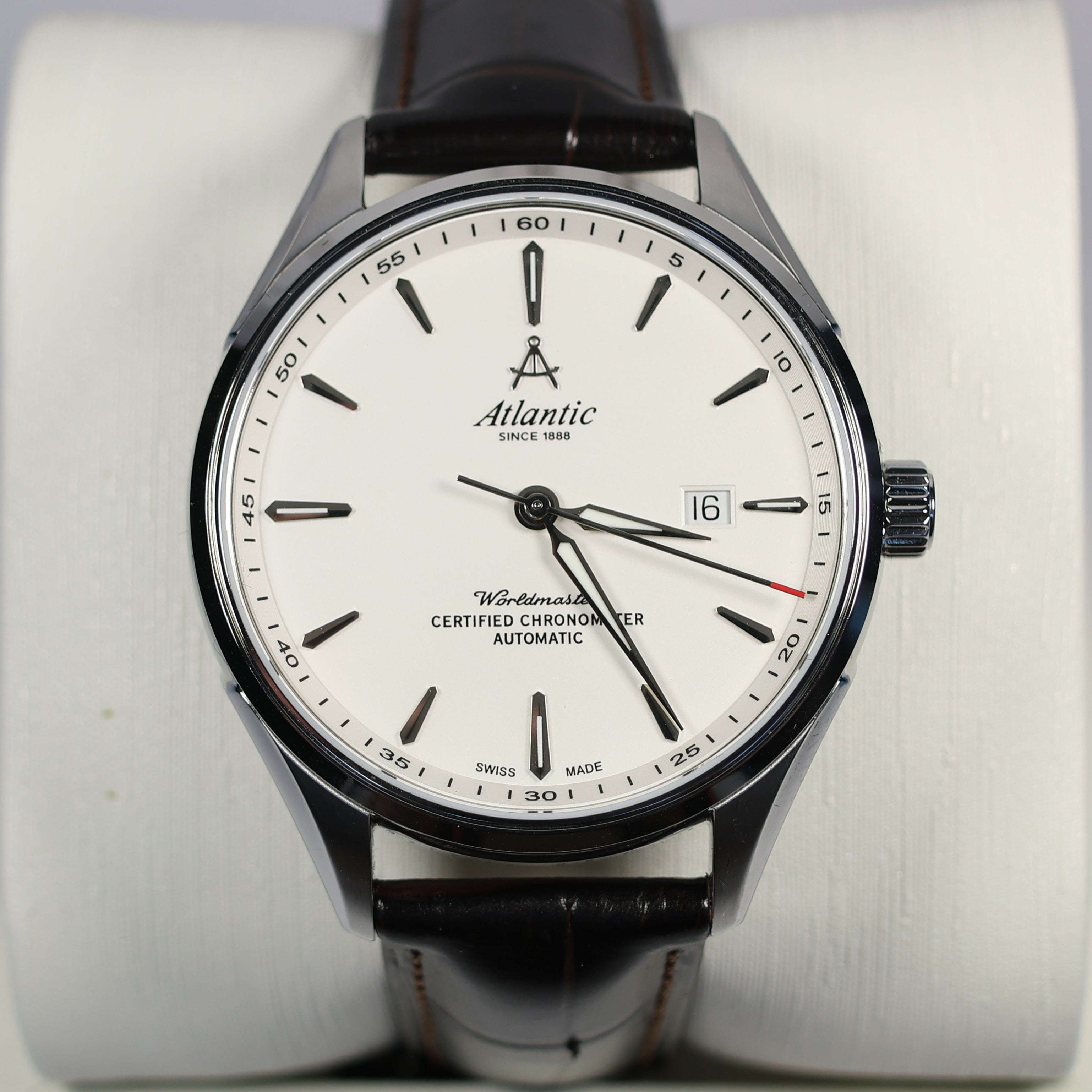 Atlantic Worldmaster COSC Chronometer Men's White Dial Brown Leather Watch 52781.41.21