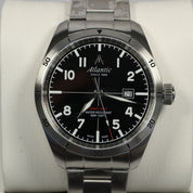 Atlantic Seaflight Men's Black Dial Stainless Steel Quartz Watch 70356.41.65