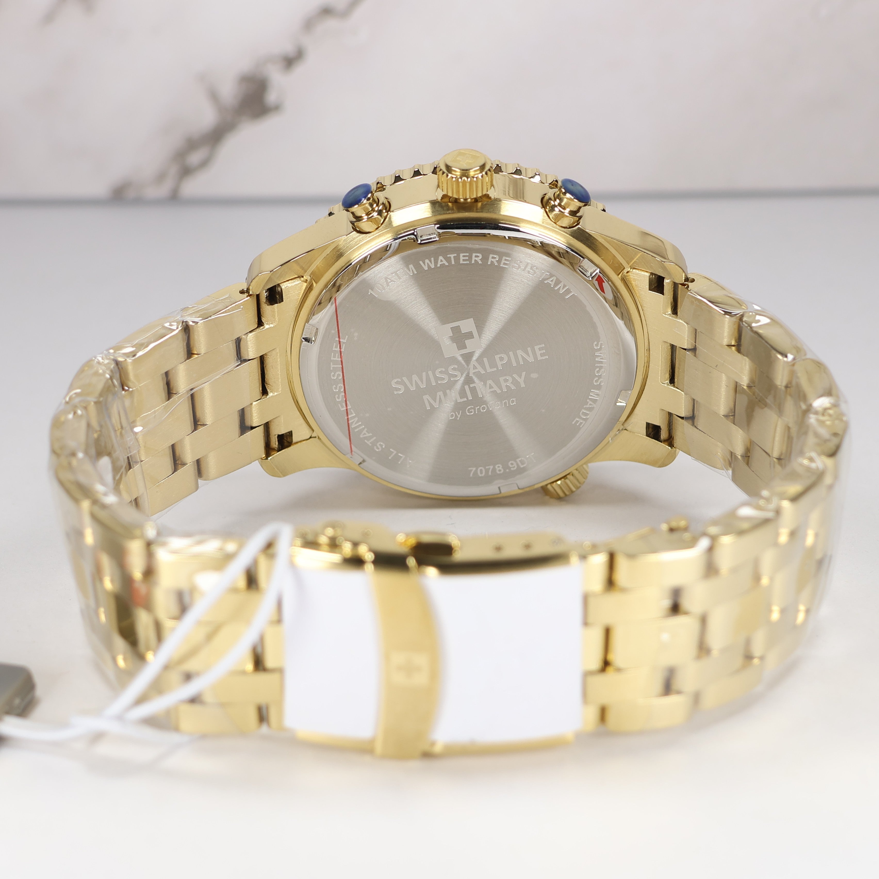 Swiss Alpine Military Men's Black Dial Stainless Steel Chronograph Watch 7078.9117