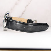 Swiss Alpine Military Men's Silver Dial Black Leather Chronograph Watch 7078.9538