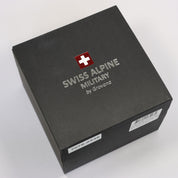 Swiss Alpine Military Men's Silver Dial Black Leather Chronograph Watch 7078.9538