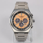 Citizen Zenshin Eco-Drive Men's Salmon Dial Titanium Chronograph Watch CA4610-85Z