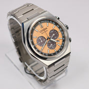 Citizen Zenshin Eco-Drive Men's Salmon Dial Titanium Chronograph Watch CA4610-85Z