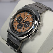 Citizen Zenshin Eco-Drive Men's Salmon Dial Titanium Chronograph Watch CA4610-85Z