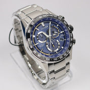 Citizen Eco-Drive Men's Blue Dial Stainless Steel Perpetual Chronograph Watch CB5914-89L