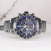 Citizen Eco-Drive Men's Blue Dial Stainless Steel Perpetual Chronograph Watch CB5914-89L