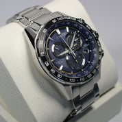 Citizen Eco-Drive Men's Blue Dial Stainless Steel Perpetual Chronograph Watch CB5914-89L