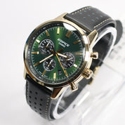 Casio Edifice Men's Green Dial Black Leather Chronograph Watch EFR-575CL-3AEF
