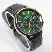 Casio Edifice Men's Green Dial Black Leather Chronograph Watch EFR-575CL-3AEF