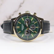 Casio Edifice Men's Green Dial Black Leather Chronograph Watch EFR-575CL-3AEF