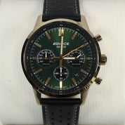 Casio Edifice Men's Green Dial Black Leather Chronograph Watch EFR-575CL-3AEF