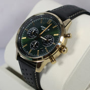 Casio Edifice Men's Green Dial Black Leather Chronograph Watch EFR-575CL-3AEF