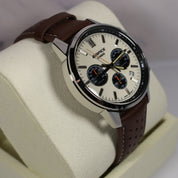 Casio Edifice Men's Cream Dial Brown Leather Chronograph Watch EFR-575L-7AEF