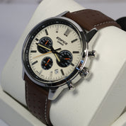 Casio Edifice Men's Cream Dial Brown Leather Chronograph Watch EFR-575L-7AEF