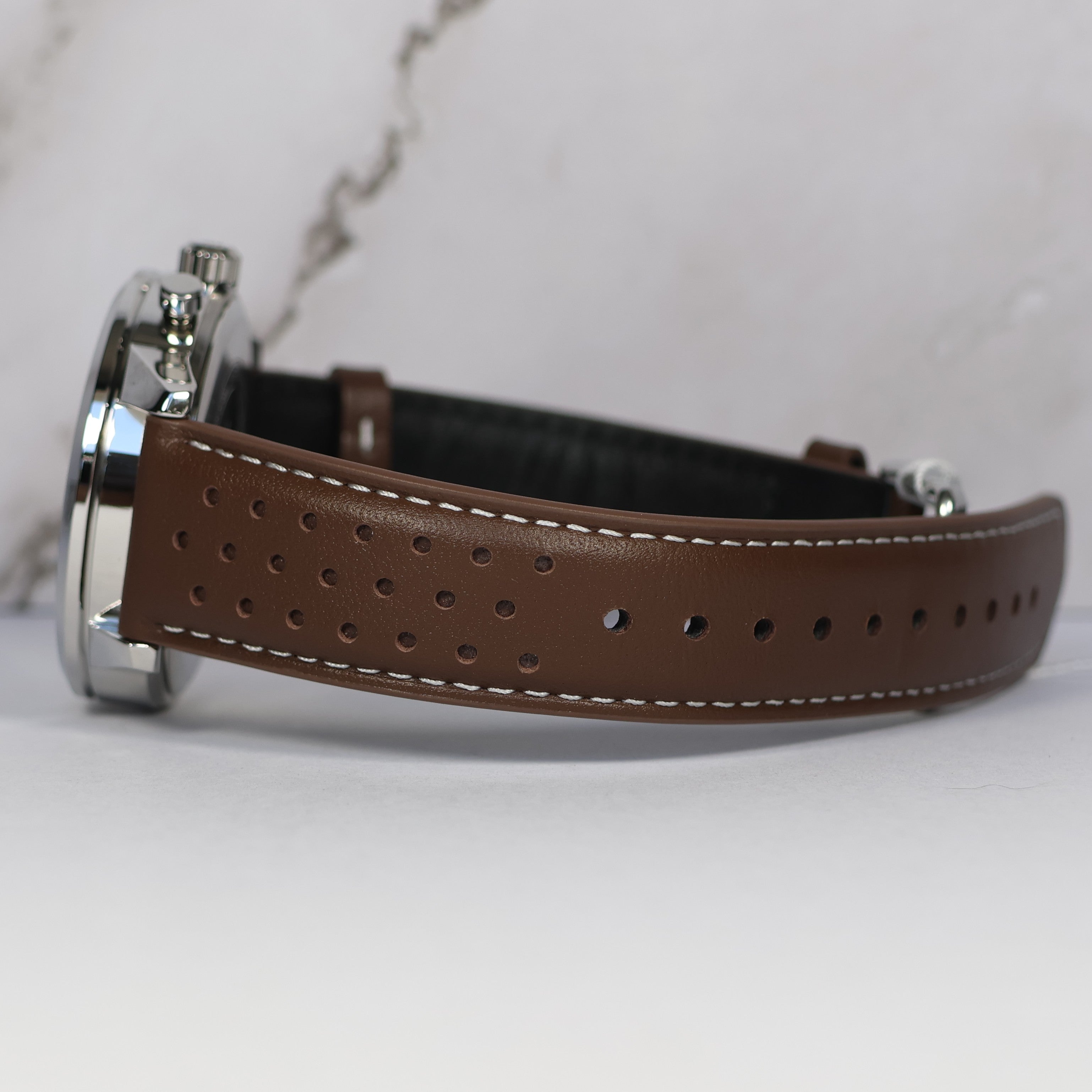 Casio Edifice Men's Cream Dial Brown Leather Chronograph Watch EFR-575L-7AEF
