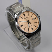 Casio Men's Vintage Salmon Pink Dial Stainless Steel Quartz Watch MTP-1302PE-4AVEF