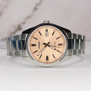Casio Men's Vintage Salmon Pink Dial Stainless Steel Quartz Watch MTP-1302PE-4AVEF