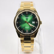 Casio Men's Green Dial Gold Band Stainless Steel Quartz Watch MTP-1302PGC-3AVEF