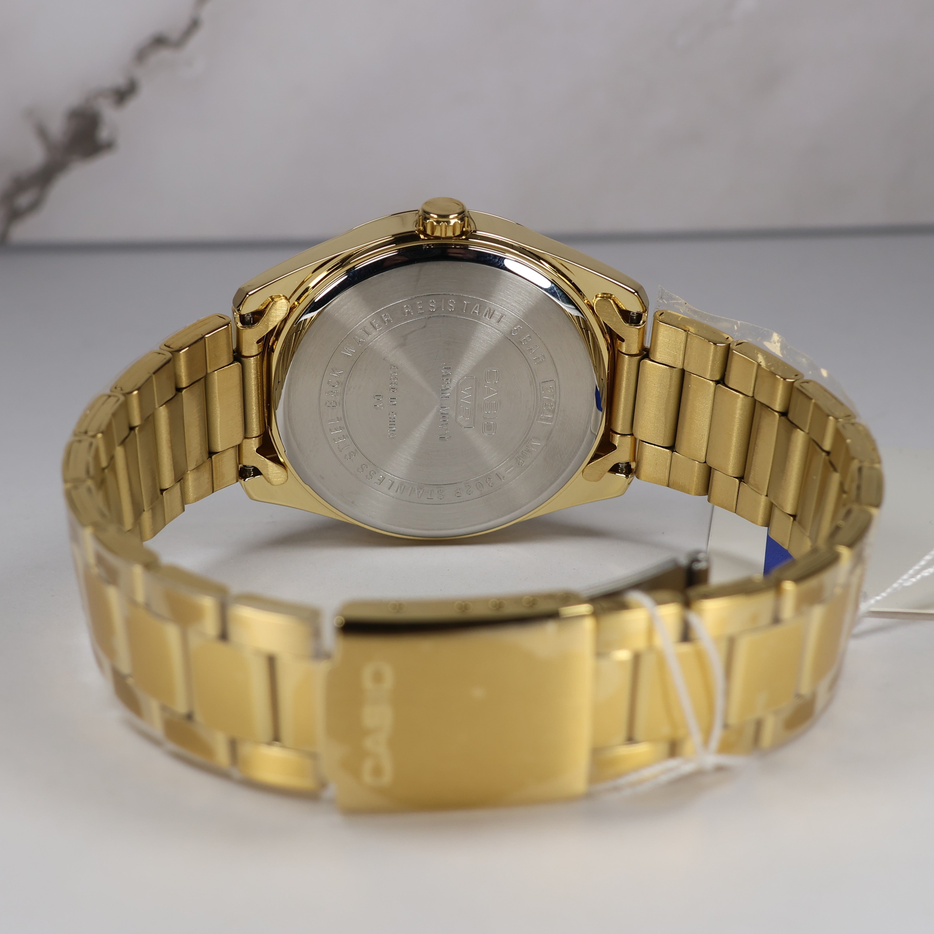 Casio Men's Green Dial Gold Band Stainless Steel Quartz Watch MTP-1302PGC-3AVEF