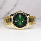 Casio Men's Green Dial Gold Band Stainless Steel Quartz Watch MTP-1302PGC-3AVEF