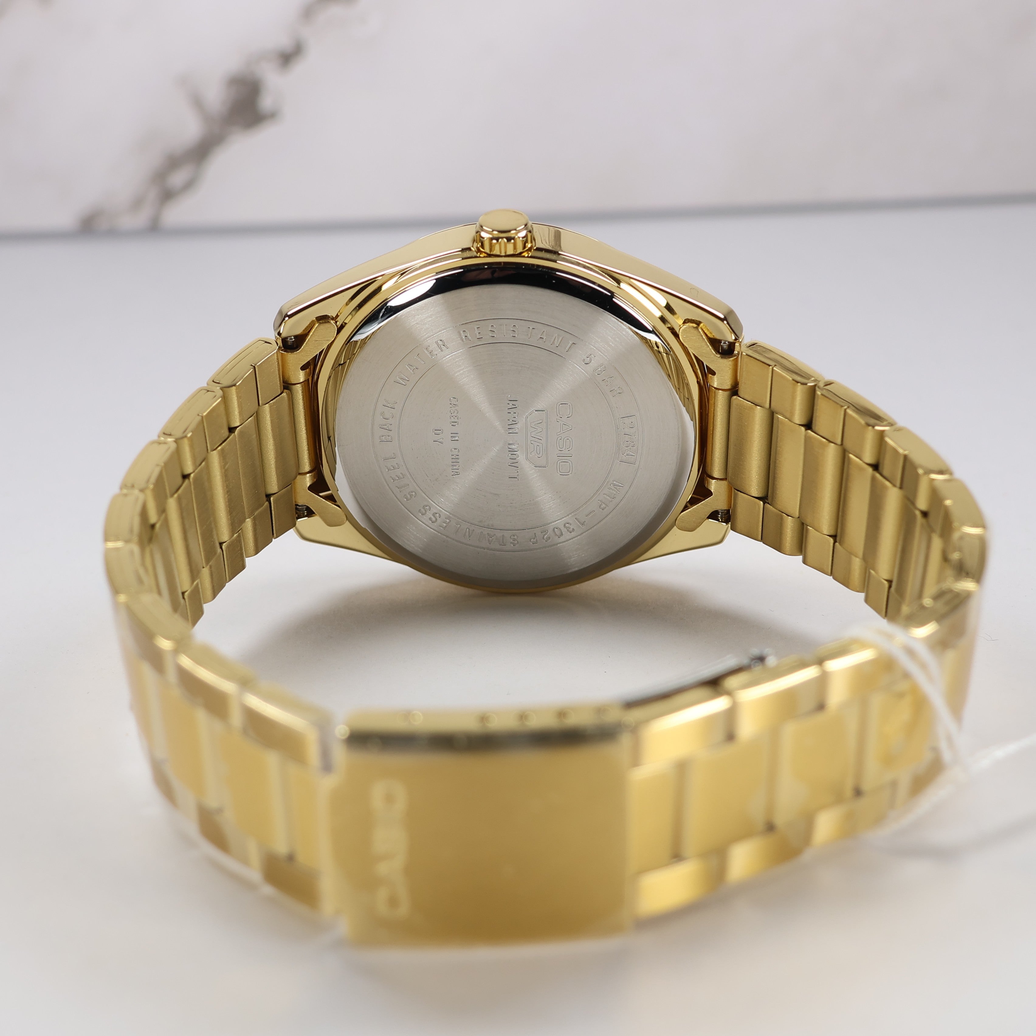 Casio Men's Brown Dial Gold Band Stainless Steel Quartz Watch MTP-1302PGC-5AVEF