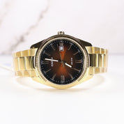 Casio Men's Brown Dial Gold Band Stainless Steel Quartz Watch MTP-1302PGC-5AVEF