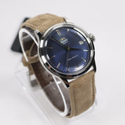 Orient Men's Classic Navy Blue Dial Tan Leather Watch RA-AC0M12L