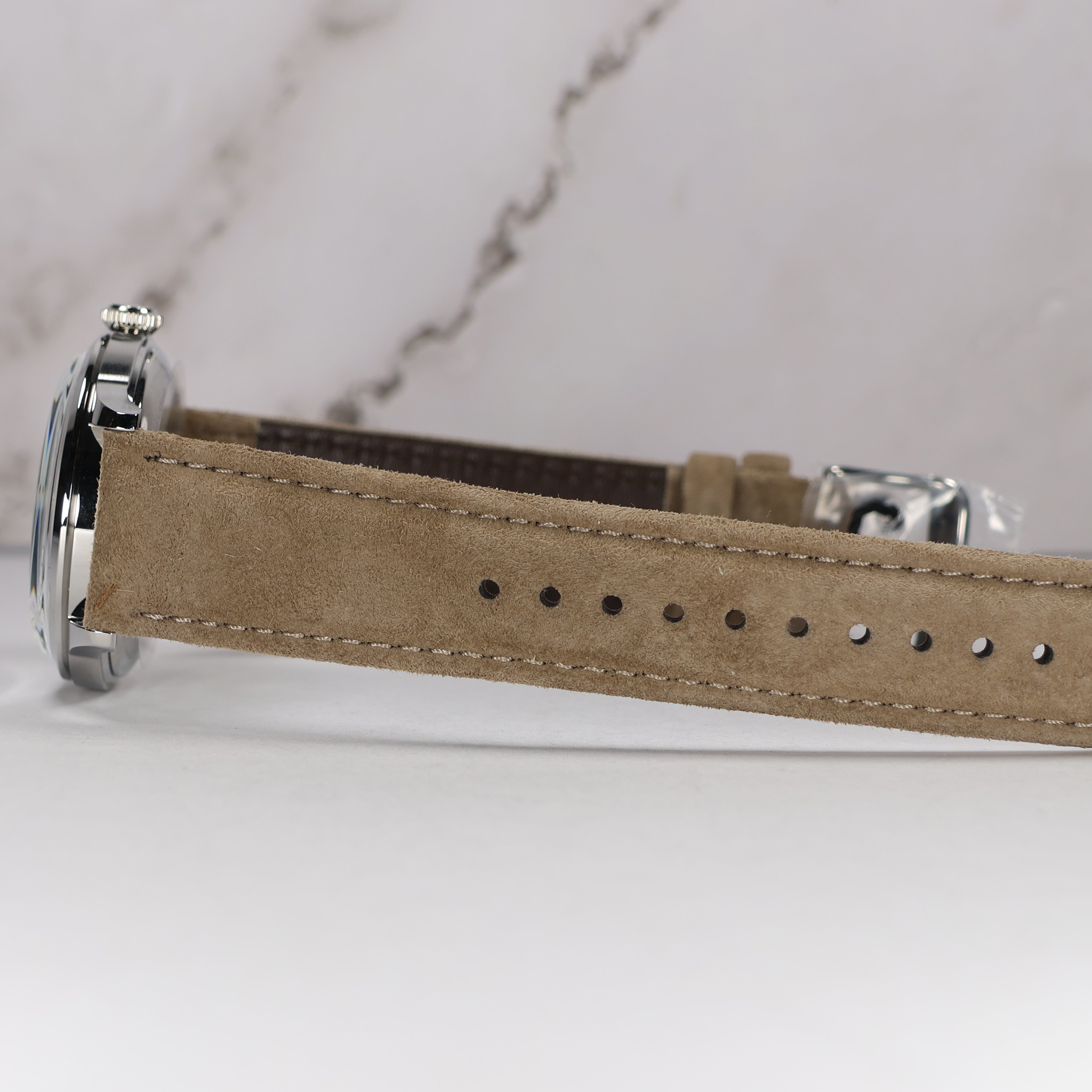 Orient Men's Classic Navy Blue Dial Tan Leather Watch RA-AC0M12L