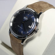 Orient Men's Classic Navy Blue Dial Tan Leather Watch RA-AC0M12L