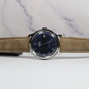 Orient Men's Classic Navy Blue Dial Tan Leather Watch RA-AC0M12L